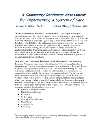 A Community Readiness Assessment for Implementing a System of ...