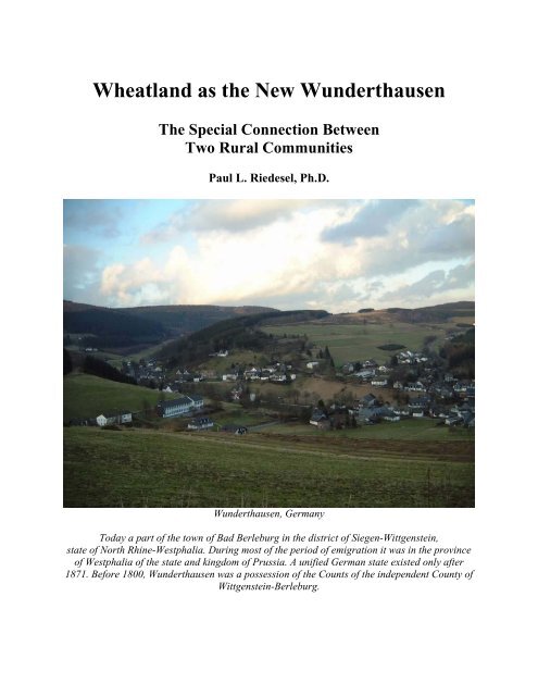 Wheatland as the New Wunderthausen - Riedesel.org
