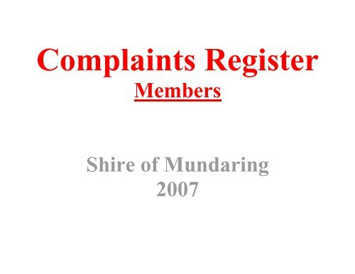 Notifiable Gift Register - Shire of Mundaring