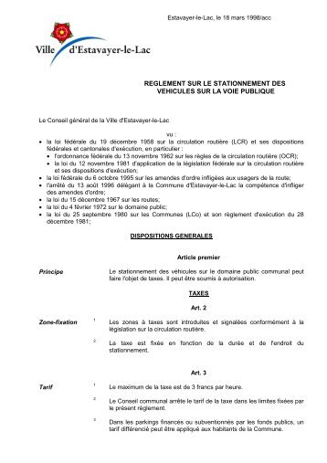 reglement stationnement sur voie publique - Estavayer-le-Lac