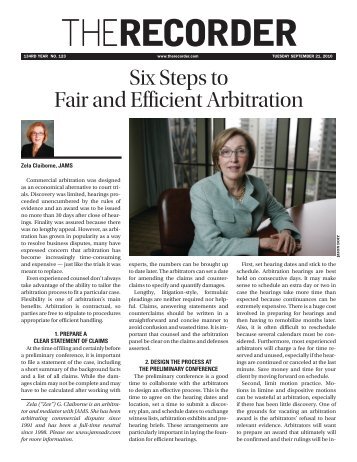 Six Steps to Fair and Efficient Arbitration - Jams