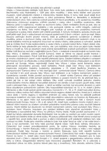 Podrobný popis prohlídky pro průvodce - Cisterciácký klášter Vyšší ...