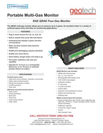 RAE QRAE Four-Gas Monitor - Geotech