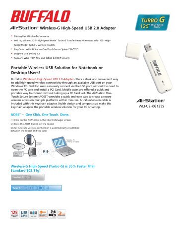 Buffalo wireless g 125 high speed usb 2.0