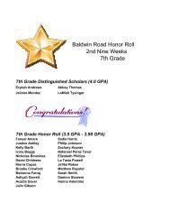 Baldwin Road Honor Roll 2nd Nine Weeks 7th Grade