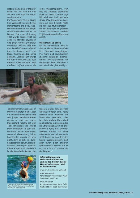 Wasserball - Birseck Magazin