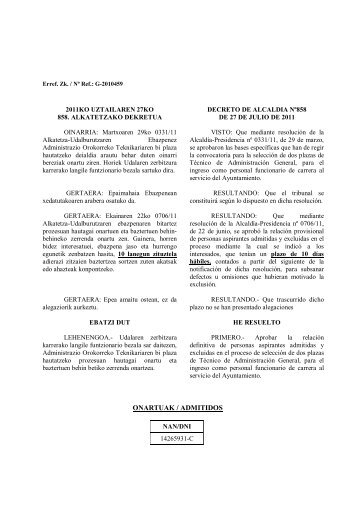 Listado definitivo de admitidos y excluidos