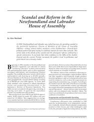 Scandal and Reform in the Newfoundland and Labrador House of ...