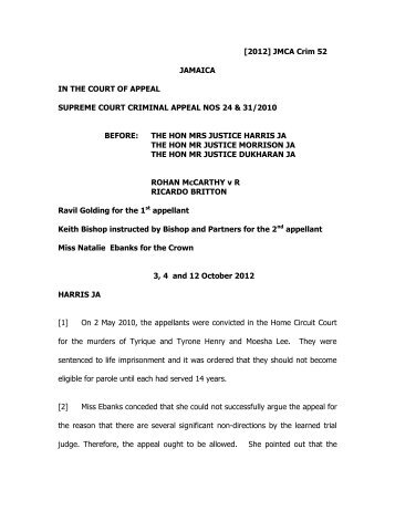 McCarthy (Rohan) v R.pdf - The Court of Appeal