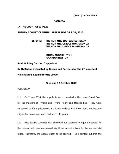 McCarthy (Rohan) v R.pdf - The Court of Appeal