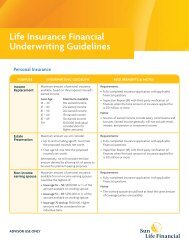 Life Insurance Financial Underwriting Guidelines - Sun Life Financial