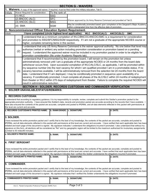 SGT/SSG Promotion Packet Composition, Elections and Preferences