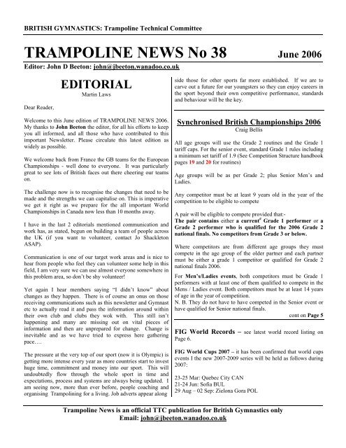 Trampoline News 38 June 2006 - Gillingham Jumpers Trampoline ...