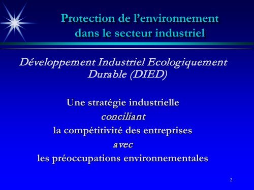 Protection de l'environnement dans le secteur industriel