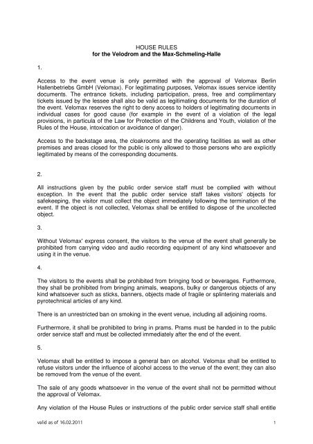 House Rules as PDF - Max-Schmeling-Halle