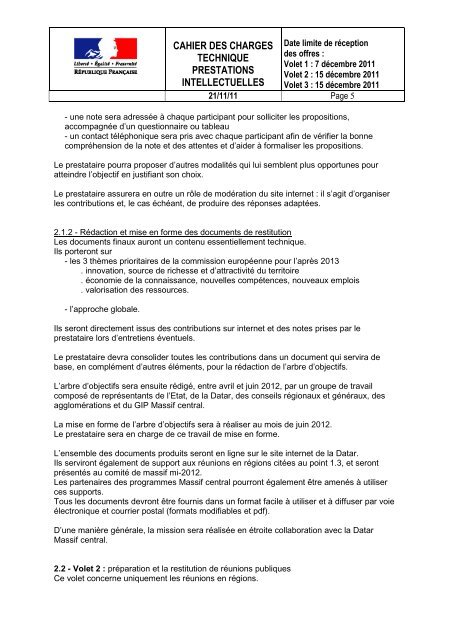 cahier des charges technique prestations intellectuelles