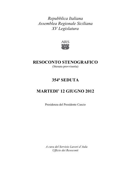 12 GIUGNO 2012 - Assemblea Regionale Siciliana