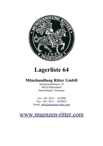 Lagerliste 64 www.muenzen-ritter.com - MÃ¼nzhandlung Ritter GmbH