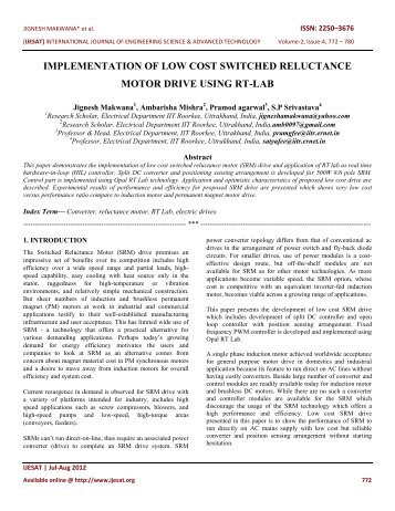 implementation of low cost switched reluctance motor drive ... - IJESAT