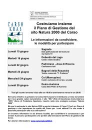 Piano di gestione del sito Natura 2000 del Carso - Riserva Val ...