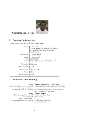 My Curriculum Vitae - users-deprecated.aims.ac.za