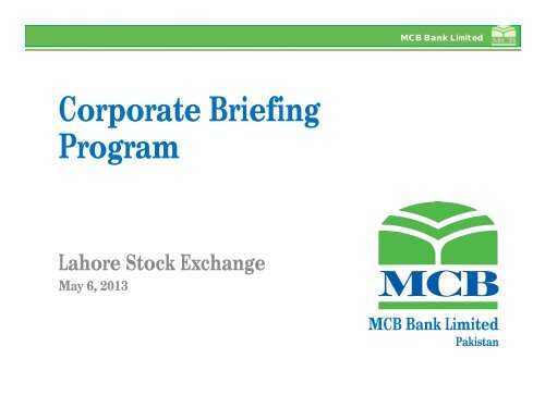 MCB Bank Limited - Lahore Stock Exchange