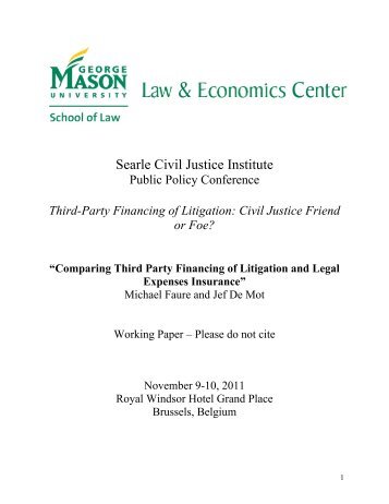 Comparing Third-Party Financing of Litigation and Legal Expenses ...