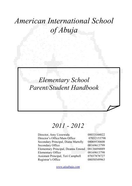 TABLE OF CONTENTS - American International School, Abuja