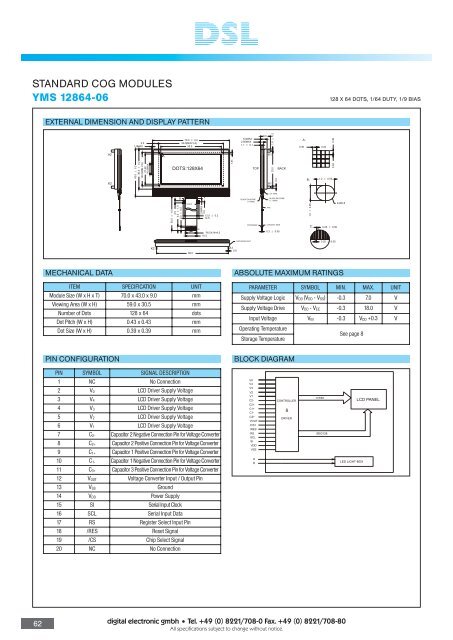 standard cog modules yms 12864-06 - Digital Electronic Lehrer GmbH