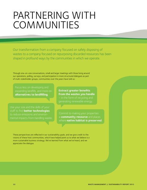 2012 Sustainability Report - Executive Summary - Waste Management