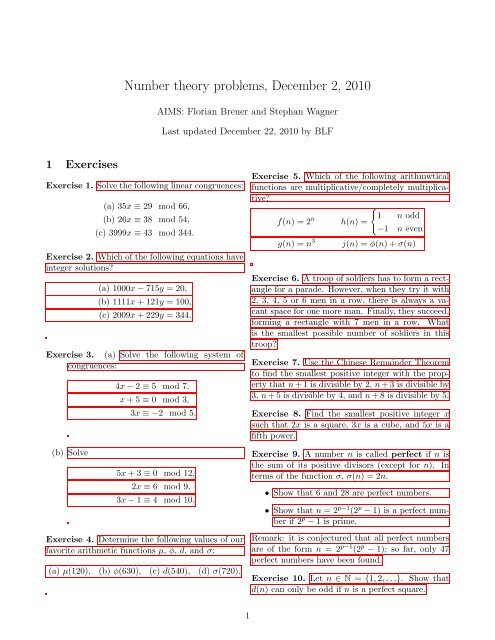 Number Theory Problems December 2 10 Users Deprecated