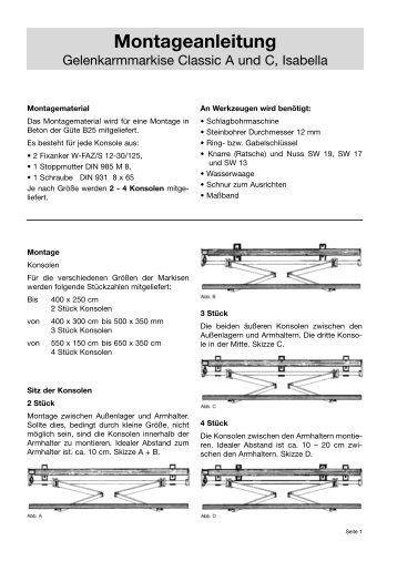 Montageanleitung - Ciara Markisen