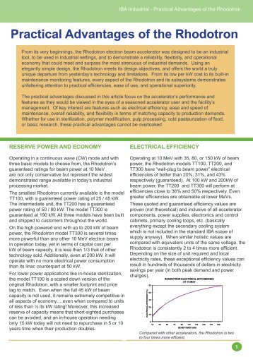 Practical Advantages of the Rhodotron - Electron Beam and X-ray ...