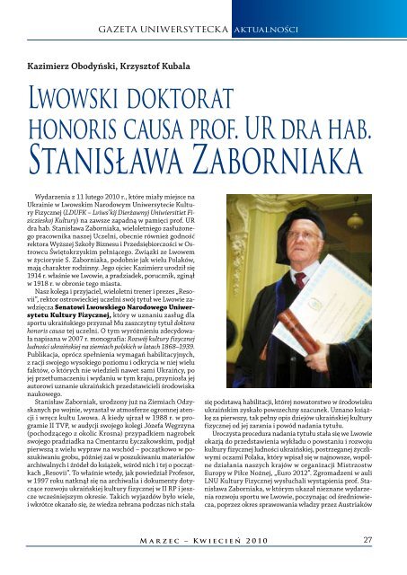 Marzec-KwiecieÅ 2010 Nr 2/ 2010 (61) - Uniwersytet Rzeszowski
