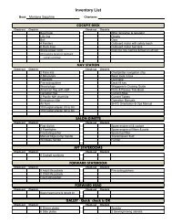 Inventory List - Ship Harbor Yacht Charters