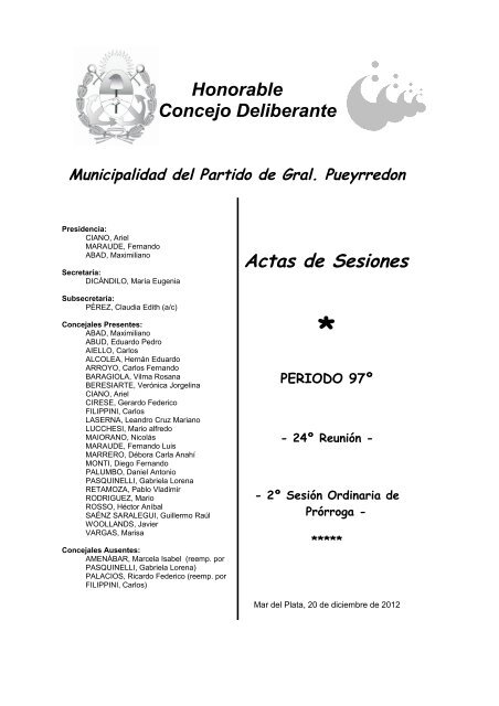 Actas de Sesiones - Honorable Concejo Deliberante del Partido ...