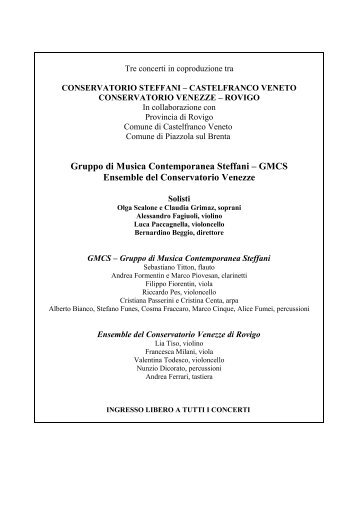 Gruppo di Musica Contemporanea Steffani – GMCS Ensemble del ...