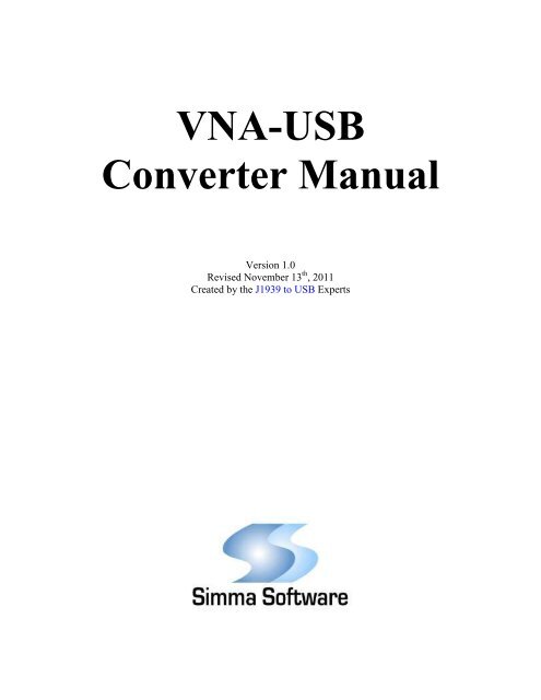 VNA-USB Converter Manual - Simma Software