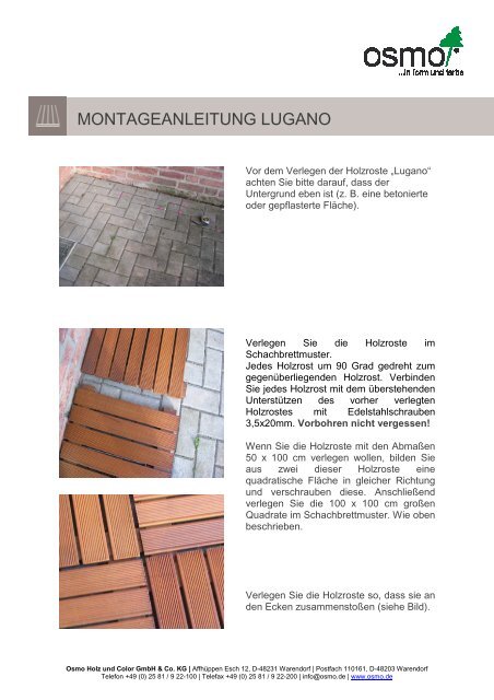 MONTAGEANLEITUNG LUGANO - Osmo