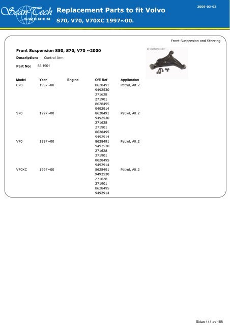 Replacement Parts to fit Volvo