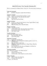 Freshers' Week MCR Timetable Michaelmas 2011 - Balliol College