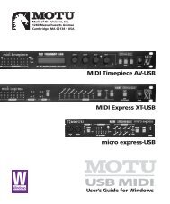 MIDI Timepiece AV USB User Guide for Windows - MOTU