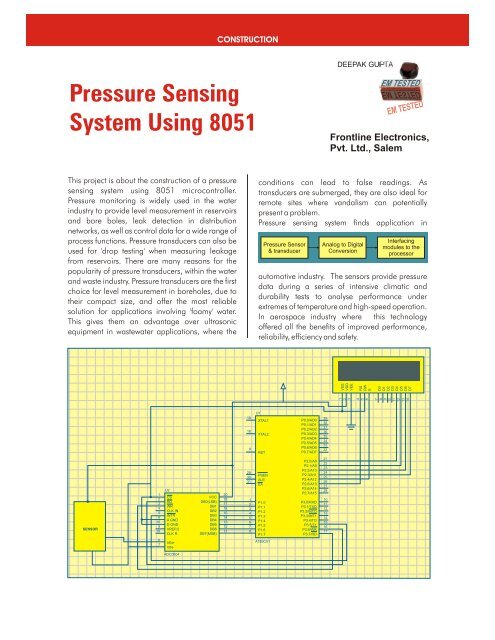 Pressure Sensing System Using 8051 - Electronicsmaker