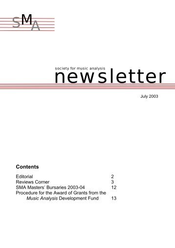 Newsletter No. 20 (July 2003) (PDF) - Society for Music Analysis