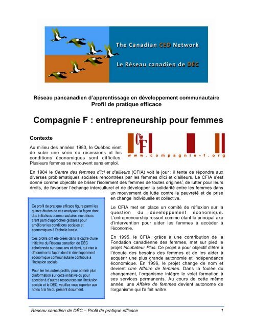 Compagnie F : entrepreneurship pour femmes