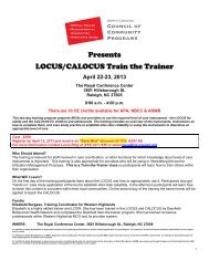 Presents LOCUS/CALOCUS Train the Trainer - NC Council of ...