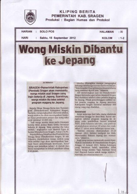 Wong Miskin Dibantu ke Jepang - Sragen