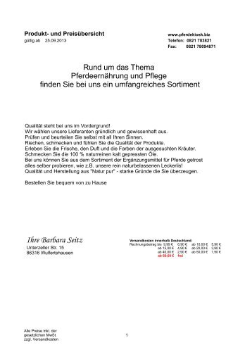 Katalog im PDF-Format - Pferdevital, Barbara Ludwig
