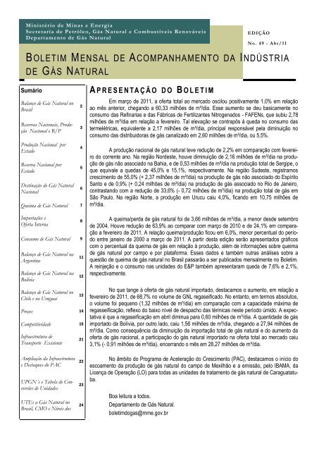 BOLETIM MENSAL DE ACOMPANHAMENTO DA ... - Cogen