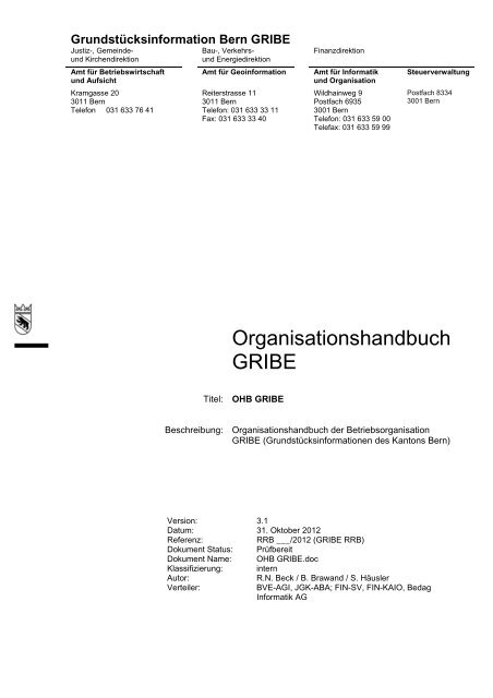 Organisationshandbuch GRIBE - Kanton Bern